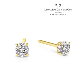 Leonardo Da Vinci Cut 9ct Yellow Gold 0.50ct Diamond Total Solitaire Earrings