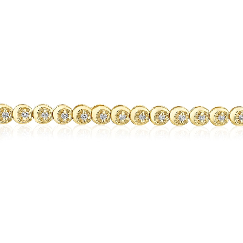 9ct Yellow Gold 7.25" 0.50ct Diamond Tennis Bracelet