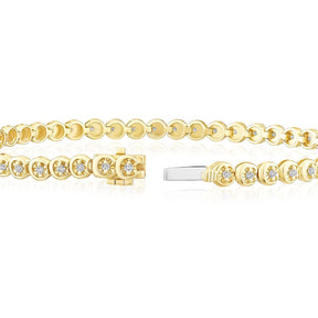 9ct Yellow Gold 7.25" 0.50ct Diamond Tennis Bracelet