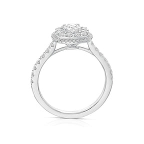 Engagement Ring Platinum Cushion Shaped Double Halo 1ct Diamond Ring