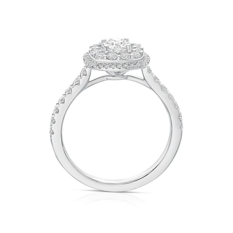 Engagement Ring Platinum Cushion Shaped Double Halo 1ct Diamond Ring