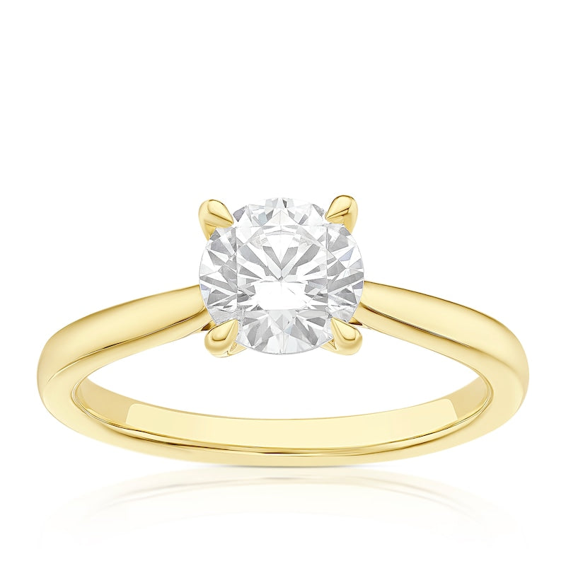 Engagement Ring 18ct Yellow Gold Round Cut Four Claw Solitaire 1ct Diamond Ring