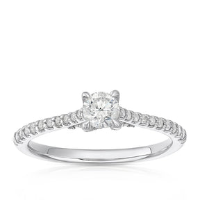 Engagement Ring 18ct White Gold Four Claw Solitaire 0.50ct Diamond Ring