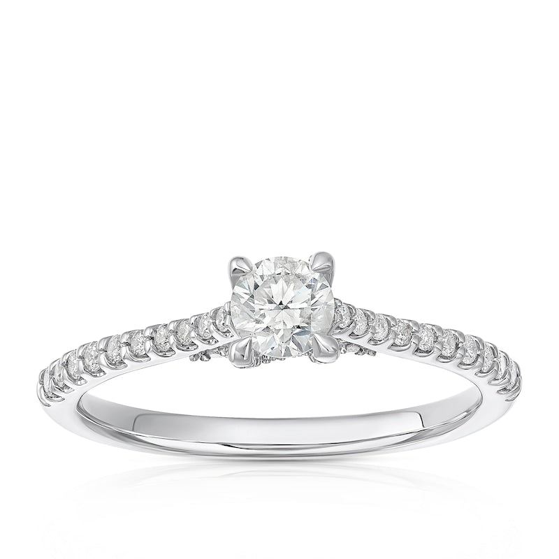 Engagement Ring 18ct White Gold Four Claw Solitaire 0.50ct Diamond Ring