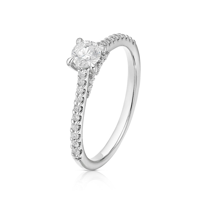 Engagement Ring 18ct White Gold Four Claw Solitaire 0.50ct Diamond Ring