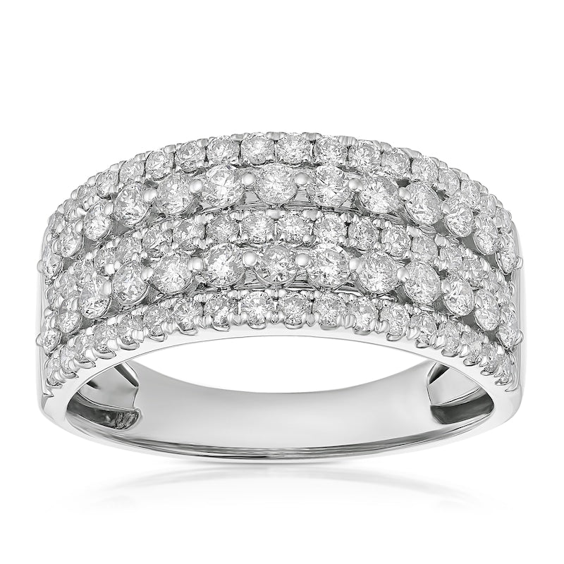 Platinum 1ct Diamond Five Row Ring