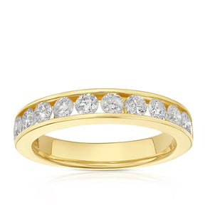 18ct Yellow Gold 13 Stone Channel Set Eternity 1ct Diamond Ring