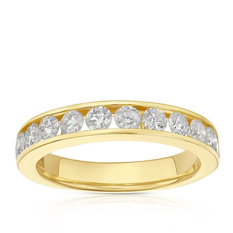 18ct Yellow Gold 13 Stone Channel Set Eternity 1ct Diamond Ring