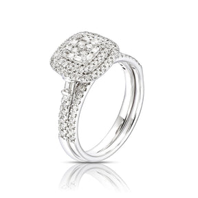 Engagement Ring 18ct White Gold Cushion Shaped Cluster 0.50ct Diamond Ring