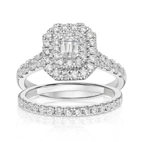 Engagement Ring Platinum Emerald Shape 1ct Diamond Ring