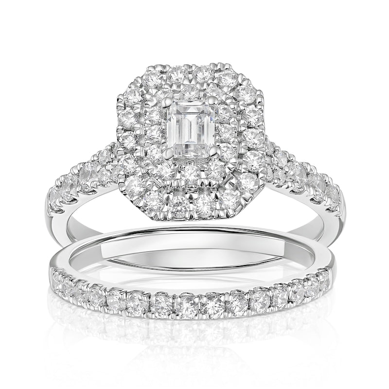 Engagement Ring Platinum Emerald Shape 1ct Diamond Ring