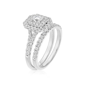 Engagement Ring Platinum Emerald Shape 1ct Diamond Ring