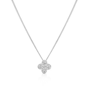 9ct White Gold 0.20ct Diamond Clover Shaped Pendant