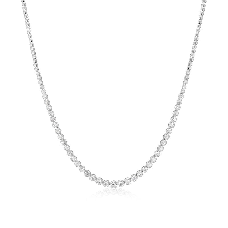 18ct White Gold 18" 4.05ct Diamond Tennis Necklace