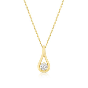9ct Yellow Gold 0.20ct Diamond Solitaire Drop Pendant