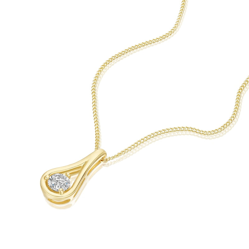 9ct Yellow Gold 0.20ct Diamond Solitaire Drop Pendant