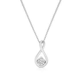 9ct White Gold 0.20ct Diamond Infinity Solitaire Pendant