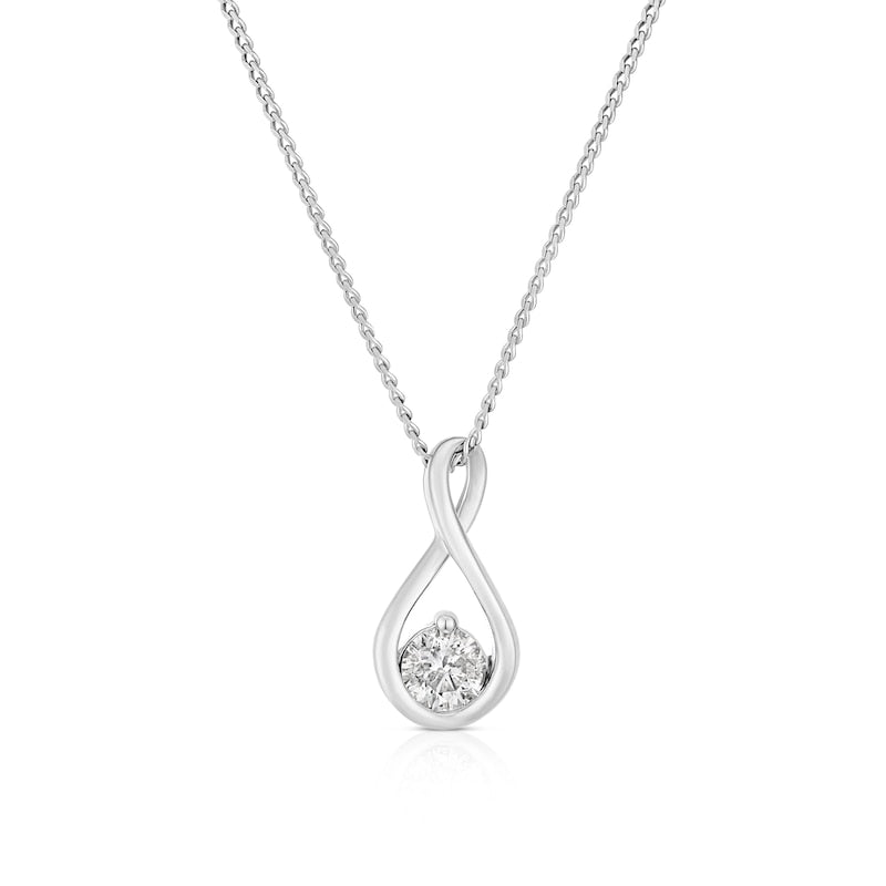 9ct White Gold 0.20ct Diamond Infinity Solitaire Pendant