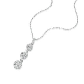 9ct White Gold 18" 0.25ct Diamond Trilogy Drop Pendant Necklace