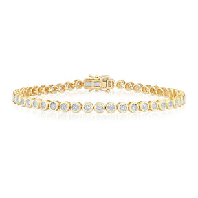 9ct Yellow Gold 1ct Diamond Tennis Bracelet