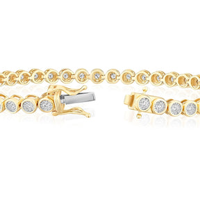9ct Yellow Gold 1ct Diamond Tennis Bracelet