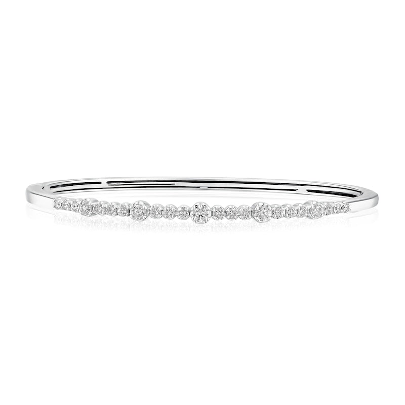 9ct White Gold 1ct Diamond Bangle