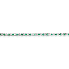 9ct White Gold Emerald & 1ct Diamond Tennis Bracelet