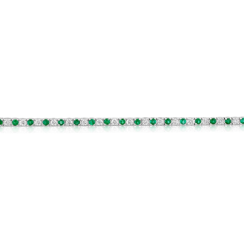 9ct White Gold Emerald & 1ct Diamond Tennis Bracelet