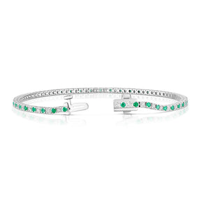 9ct White Gold Emerald & 1ct Diamond Tennis Bracelet