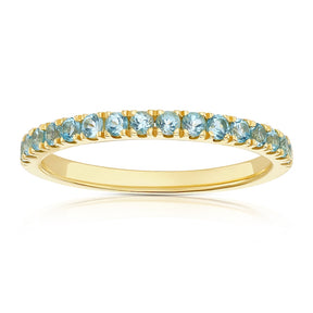 9ct Yellow Gold & Blue Topaz Eternity Ring