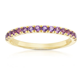 9ct Yellow Gold Amethyst Eternity Ring