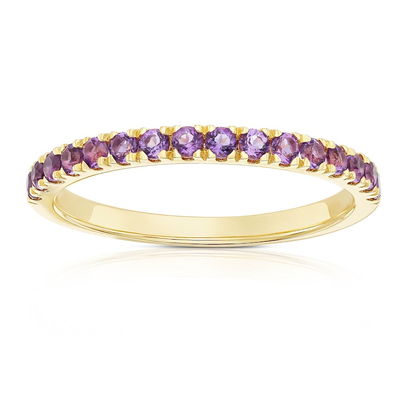 9ct Yellow Gold Amethyst Eternity Ring