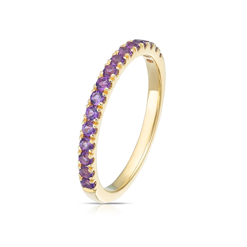 9ct Yellow Gold Amethyst Eternity Ring