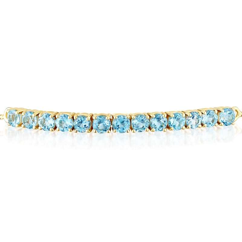 9ct Yellow Gold Blue Topaz Adjustable Bolo Bracelet