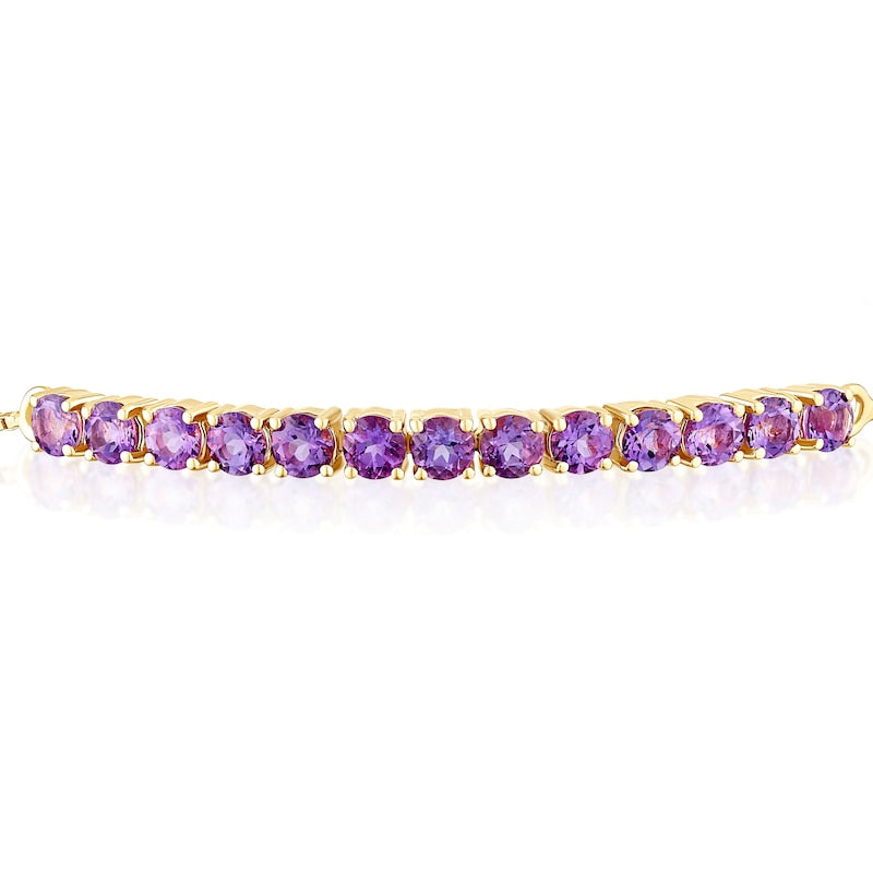9ct Yellow Gold Amethyst Adjustable Bolo Bracelet