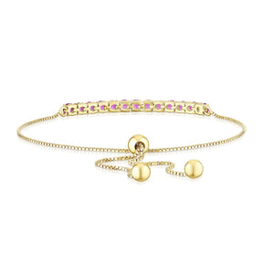 9ct Yellow Gold Rhodolite Garnet Adjustable Bolo Bracelet