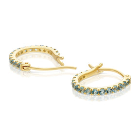 9ct Yellow Gold & Blue Topaz Hoop Earrings