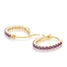 9ct Yellow Gold & Amethyst Hoop Earrings