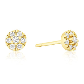 9ct Yellow Gold 0.24ct Diamond Cluster Stud Earrings