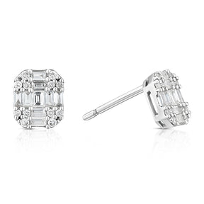 9ct White Gold 0.33ct Diamond Cluster Stud Earrings