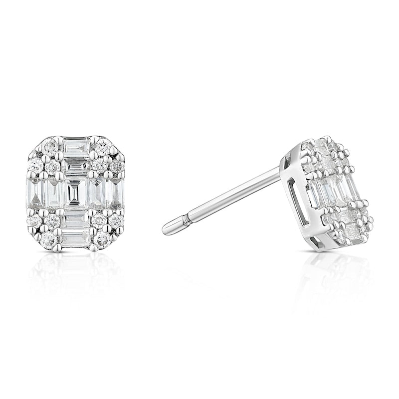 9ct White Gold 0.33ct Diamond Cluster Stud Earrings