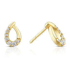 9ct Yellow Gold 0.15ct Diamond Organic Shaped Stud Earrings