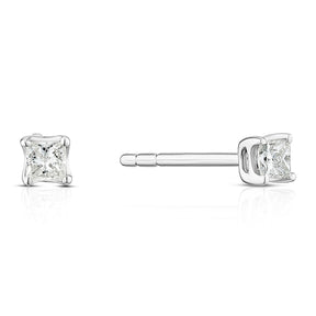9ct White Gold 0.15ct Diamond Princess Cut Solitaire Earrings