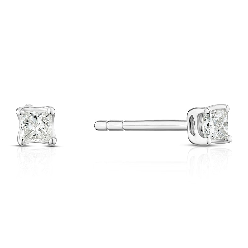 9ct White Gold 0.15ct Diamond Princess Cut Solitaire Earrings