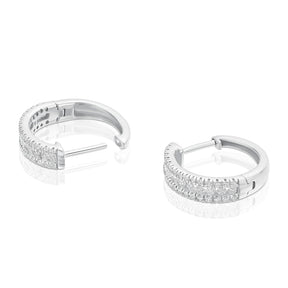 9ct White Gold 0.40ct Diamond Three Row Hoop Earrings