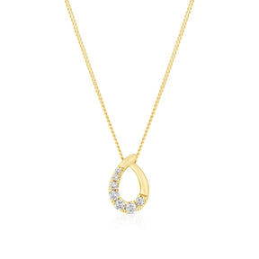9ct Yellow Gold 0.10ct Diamond Organic Shaped Pendant