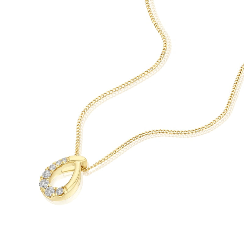 9ct Yellow Gold 0.10ct Diamond Organic Shaped Pendant