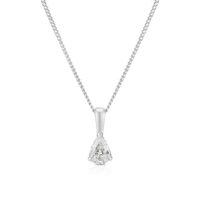 9ct White Gold 18" 0.25ct Diamond Pear Shaped Solitaire Pendant