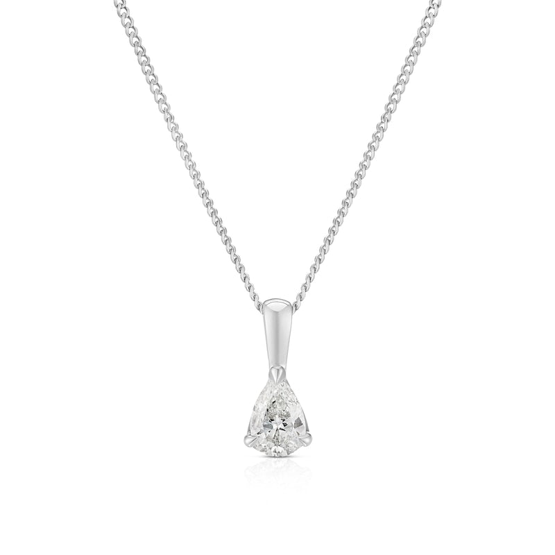 9ct White Gold 18" 0.25ct Diamond Pear Shaped Solitaire Pendant