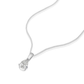 9ct White Gold 18" 0.25ct Diamond Pear Shaped Solitaire Pendant